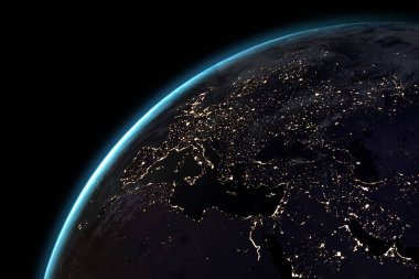 Siyah arkaplana karşı Dünya 'nın dijital görüntüsü