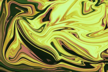 Akışkan sanat girdabı akar, yeşil kahverengi karışımı şeffaf arkaplanda tam genişlikte bulunur. Soyut, akışkanlık, bilye, canlı, dinamik, çağdaş, dokulu
