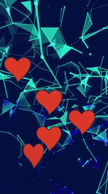 Donanmanın arka planında yüzen kalplerin animasyonu. şekil, renk ve hareket konsepti dijital olarak oluşturulmuş video.