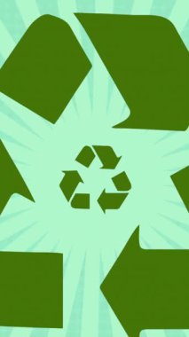 Yeşil arkaplanda geri dönüşüm sembolünün animasyonu. çevre, sürdürülebilirlik, ekoloji, yenilenebilir enerji, küresel ısınma ve iklim değişikliği farkındalığı.