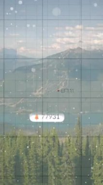 Kırmızı hat ve manzara üzerinde sosyal medya simgelerinin canlandırılması. küresel sosyal medya, iletişim, dijital arayüz, teknoloji ve ağ konsepti dijital olarak oluşturulmuş video.