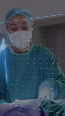 Çeşitli erkek ve kadın cerrahların hastaları ameliyat etmesiyle ilgili hayati bulgular. Dijital olarak üretilen tıbbi ve sağlık hizmetleri kavramı.