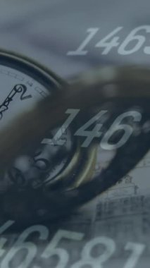Amerikan doları banknotlarındaki cep saati ile birden fazla değişen numaraların dijital animasyonu. küresel finans ve ekonomi kavramı
