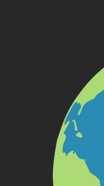 Siyah arka planda dünya ikonu olan okul çocuğunun animasyonu. Evrensel çocuklar günü ve dijital olarak üretilen video konsepti.