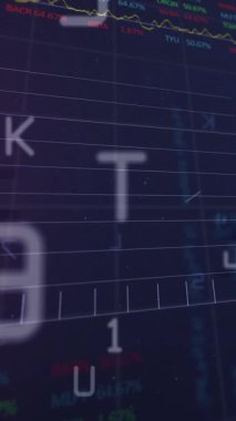 Karanlık arka planda finansal bağlantıların animasyonu. Dijital olarak oluşturulmuş küresel bağlantılar, veri işleme ve dijital arayüz kavramı.