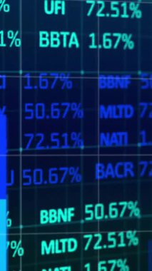 Karanlık arka planda finansal veri işleme animasyonu. Küresel iş, finans ve veri işleme kavramı dijital olarak oluşturulmuş video.