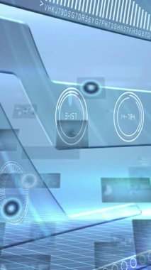 Mavi arka planda veri işleme ile dijital arayüzün dijital animasyonu. bilgisayar arayüzü ve teknoloji kavramı