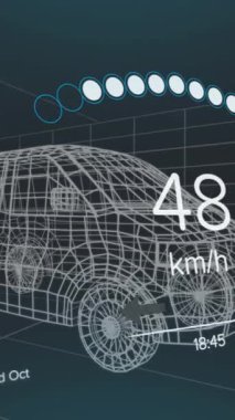 Şarj olan batarya ikonu ve hız göstergesiyle arayüzün animasyonu. Enerji, enerji ve yakıt teknolojisi dijital arayüz konsepti dijital olarak oluşturulmuş video.