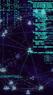 Animation of globe with network of connections and data processing. Global networks, computing and data processing concept digitally generated video.