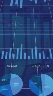 Finansal veri işleme şebekesi üzerinden arka plandaki boş ofise karşı. küresel finans ve iş kavramı
