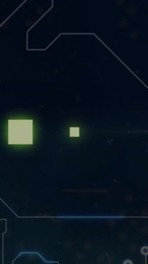 Bilgisayar devre kartından dijital veri işleme animasyonu. Dijital olarak oluşturulmuş küresel bağlantılar, hesaplama ve veri işleme kavramı.