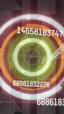 Kapsam taraması animasyonu, arka planda oklarla değişen sayılar ve veri işleme. Dijital arayüz küresel bağlantı ve dijital olarak oluşturulan iletişim konsepti.