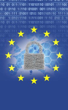 Güvenlik kavramına sahip Avrupa Birliği bayrağı, yakın plan