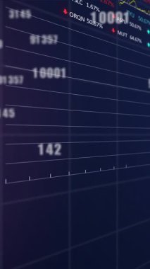 Değişen numaraların animasyonu ve finansal veri işleme. dijital arayüz küresel bağlantı ve finans konsepti dijital olarak oluşturulmuş video.