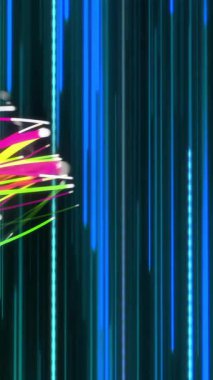 Karanlık arka planda dijital veri işleme ve parlayan bağlantı ağının animasyonu. Dijital olarak oluşturulmuş küresel bağlantılar, hesaplama ve veri işleme kavramı.