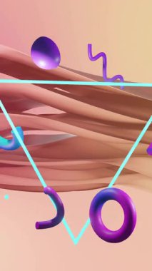 Çok renkli arka planda dalgalanan soyut şekillerin canlandırması. Renk, desen, şekil ve hareket kavramı dijital olarak oluşturulmuş video.