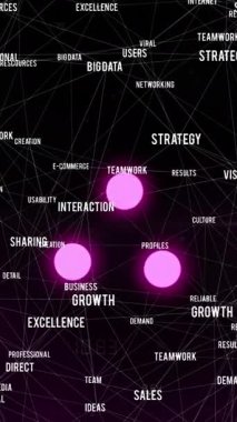 Siyah arkaplandaki bağlantı ağının canlandırılması. iletişim teknolojisi, veri paylaşımı ve dijital arayüz konsepti dijital olarak oluşturulmuş video.