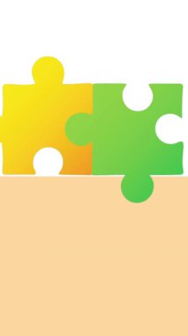 Hareket eden karelerle arkaplanda renkli bulmacaların canlandırılması. Ulusal bulmaca günü ve düşünme konsepti dijital olarak oluşturulmuş video.