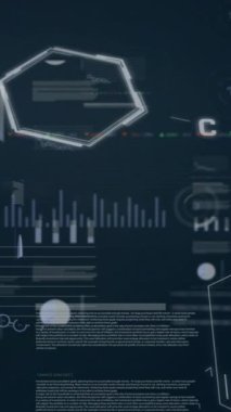 Siyah arka planda kimyasal formülle finansal veri işleme animasyonu. İş, finans, bilgisayar ve dijital arayüz kavramı dijital olarak oluşturulmuş video.