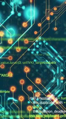 Siyah arkaplanda veri işleme animasyonu. Sosyal medya ve dijital arayüz kavramı dijital olarak oluşturulmuş video.