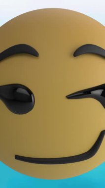 Birden fazla değişen yüz emojisinin dijital animasyonu mavi gradyan arkaplana karşı. ifade ve iletişim kavramı