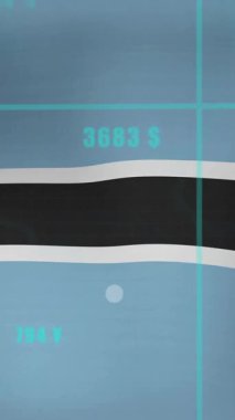 Botswana bayrağı üzerinde çubuk grafik işleme verilerinin animasyonu. Ulusal ekonomi, seyahat, veri, finans, dijital arayüz, iş ve iletişim, dijital olarak oluşturulmuş video.