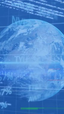 Dünya çapında ikili kodlama ile finansal veri işleme animasyonu. küresel veri işleme ve geliştirme kavramı dijital olarak oluşturulmuş video.