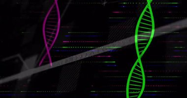 Arıza sinyali tuval ile başlıyor, veri eğilimini gösteren grafik çizgisi yükselirken DNA sarmal simgeleri beliriyor. Teknoloji, veri, yenilik, dijital, soyut, bilim, fütürist