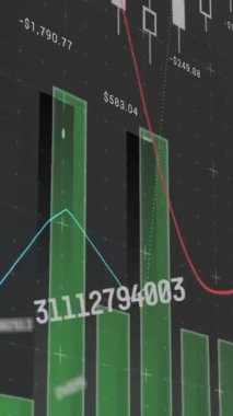 Finansal veri işleme animasyonu. küresel iş, finans, dijital arayüz ve bağlantılar konsepti dijital olarak oluşturulmuş video.
