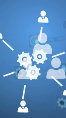 Veri işleme videosu ve karanlık arkaplan üzerindeki bağlantı ağı. dijital arayüzler konsept ve bağlantılar konsepti dijital olarak oluşturulmuş video.