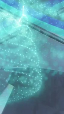 Küp üzerinde hareket eden beyaz noktaların animasyonu. Soyut arkaplan, geçmişe dönük gelecek ve dijital olarak oluşturulmuş görüntü konsepti.