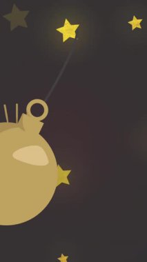 Animation of green heart and christmas gift emoji icons on black background. New years and christmas festivity and celebration concept.