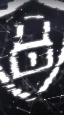 Bağlantı ağı animasyonu ve asma kilit simgesi Amerikan laboratuarının siyahı üzerinde. küresel internet güvenlik veri işleme ağları bağlantıları