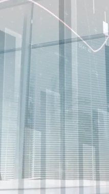 Boş ofise karşı finansal veri işlemenin dijital birleşik videosu. küresel finans ve iş kavramı