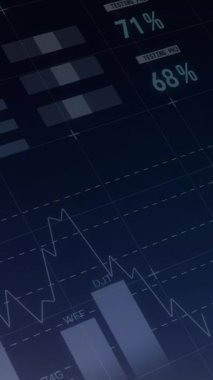 Aktarım kuleleri olan bir alanın ön planında çalışan grafik ve istatistiklerin dijital animasyonu