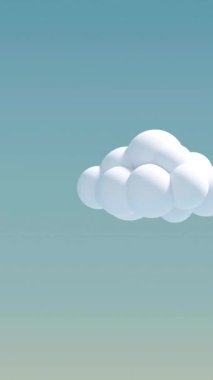 Mavi arka planda beyaz bulutların canlandırılması. Şekiller, renkler ve arkaplan konsepti dijital olarak oluşturulmuş video.