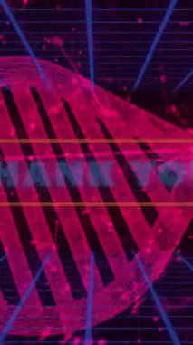 Bilimsel veriler işleniyor, DNA ipliği ikili kodlama animasyonuyla iç içe geçiyor. Bilim, teknoloji, biyoteknoloji, genetik, veri analizi, yenilik