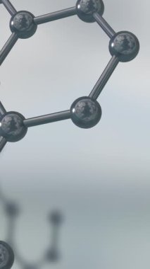 Gri arkaplan üzerinde mikro molekül modellerinin animasyonu. Küresel bilim, araştırma ve bağlantılar konsepti dijital olarak oluşturulmuş video.