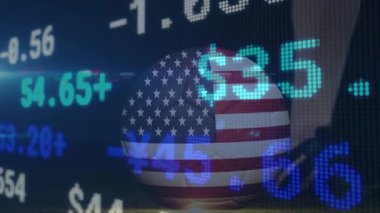 Dönüşümlü döviz etiketleri ortaya çıkan ABD küresi, pazar eğilimlerini gösteren şekil değiştiren kalkan amblemini güncelliyor. Dijital, finans, ekonomik, veri, güvenlik, vatansever, modern