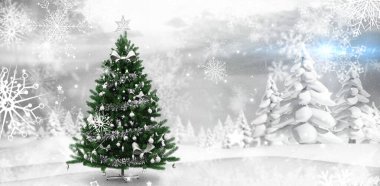 Karlı ormanda Noel ağacı