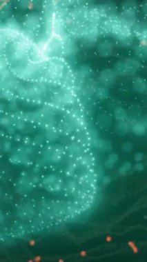 Bağlantılar ağının animasyonu ve koyu arkaplan üzerindeki yeşil dalga. Bulut hesaplama, dijital arayüz ve güvenlik konsepti dijital olarak oluşturulmuş video.