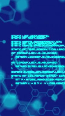 Dijital beyinlerin animasyonu, tıbbi veri işleme ve mavi arka planda akan dijital bilgi. Küresel ağ, bilim ve veri işleme kavramı dijital olarak oluşturulmuş görüntü.