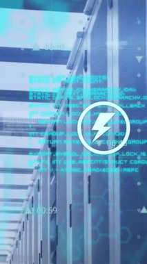 Animation of data processing over computer servers. Global business, finances, computing and data processing concept digitally generated video.