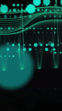 Veri işleme animasyonu ve siyah arkaplan üzerindeki noktalar. dijital arayüz ve veri işleme kavramı dijital olarak oluşturuldu.