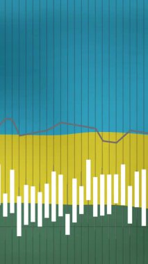 Ruanda bayrağı üzerinde veri işleme animasyonu. Dünyanın bayrakları ve dijital arayüz konsepti dijital olarak oluşturulmuş video.