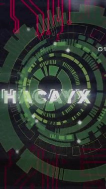 Kapsam taraması ve hack metni üzerinden bağlantı ağının animasyonu. İş, teknoloji ve dijital arayüz kavramı dijital olarak oluşturuldu.