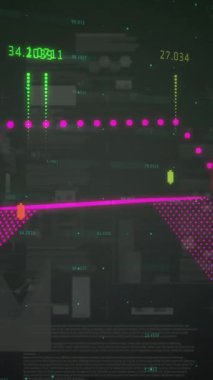 Finansal veri işleme ve istatistik kaydının animasyonu. küresel finansman, iş dünyası, dijital arayüz ve teknoloji konsepti dijital olarak oluşturulmuş video.