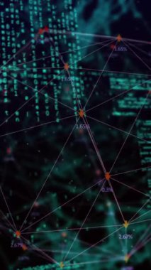 Animation of globe with network of connections and data processing. Global networks, computing and data processing concept digitally generated video.