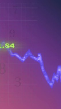 Finansal grafik üzerinde yükselen ve düşen oklarla borsa verileri. Finans, yatırım, ekonomi, ticaret, analitik, büyüme