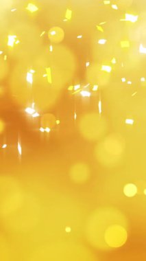 Animation of light spots over confetti. Party, celebration and digital interface concept digitally generated video.